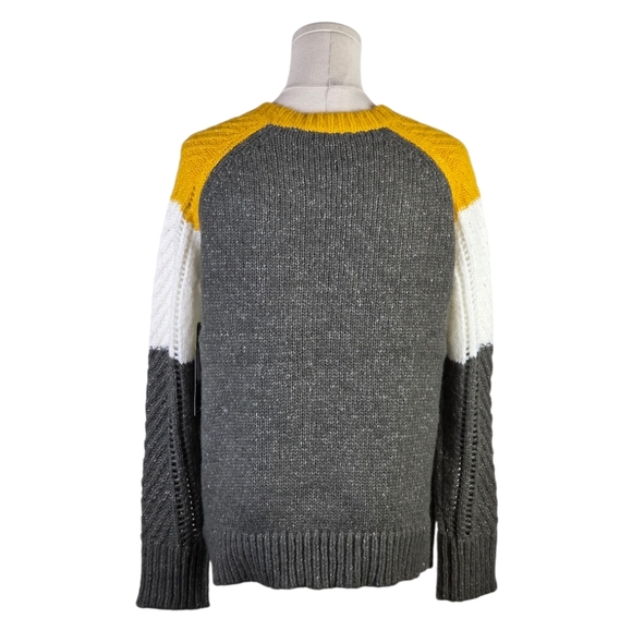 Press Colorblock Chevron Knit Sweater Yellow White Gray NWT Size XS - Picture 4 of 10